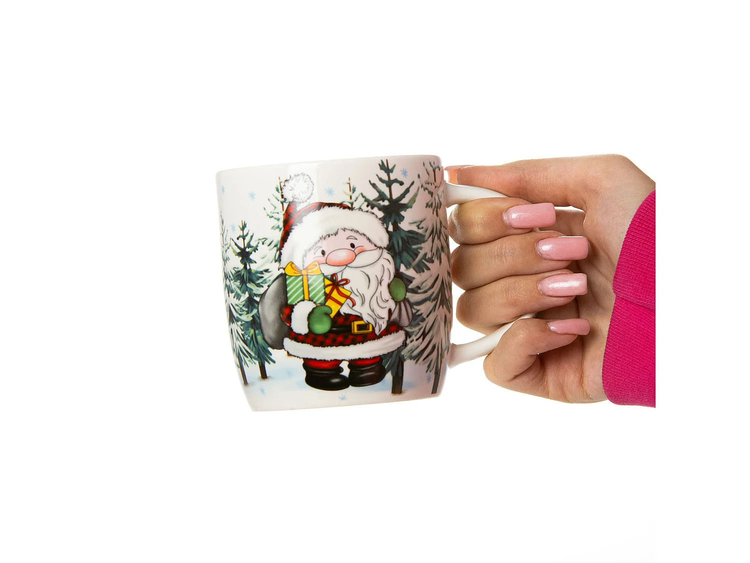Tazza natalizia in ceramica regalo 370 ml bianco Babbo Natale 9,5 cm 9 cm