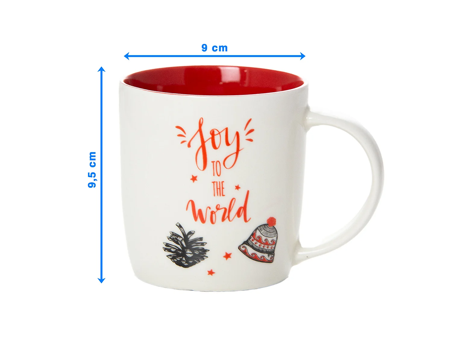 Mug de Noël cadeau en céramique blanc cloche 370 ml 9,5 cm 9 cm