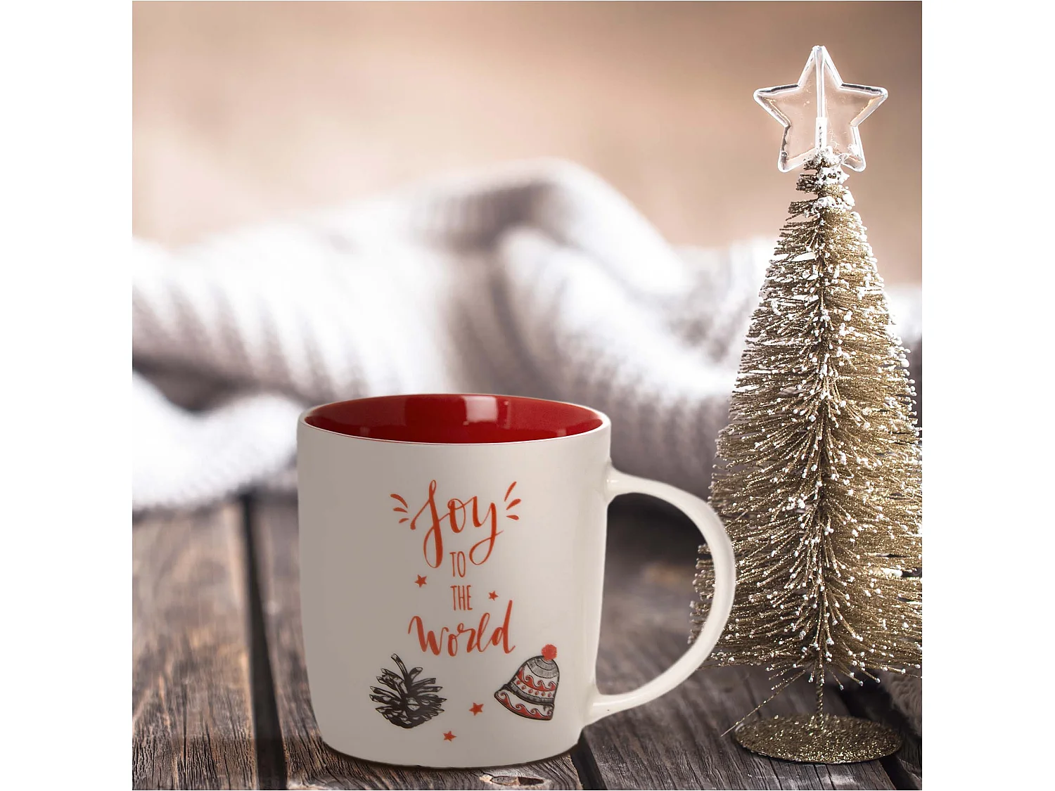 Mug de Noël cadeau en céramique blanc cloche 370 ml 9,5 cm 9 cm