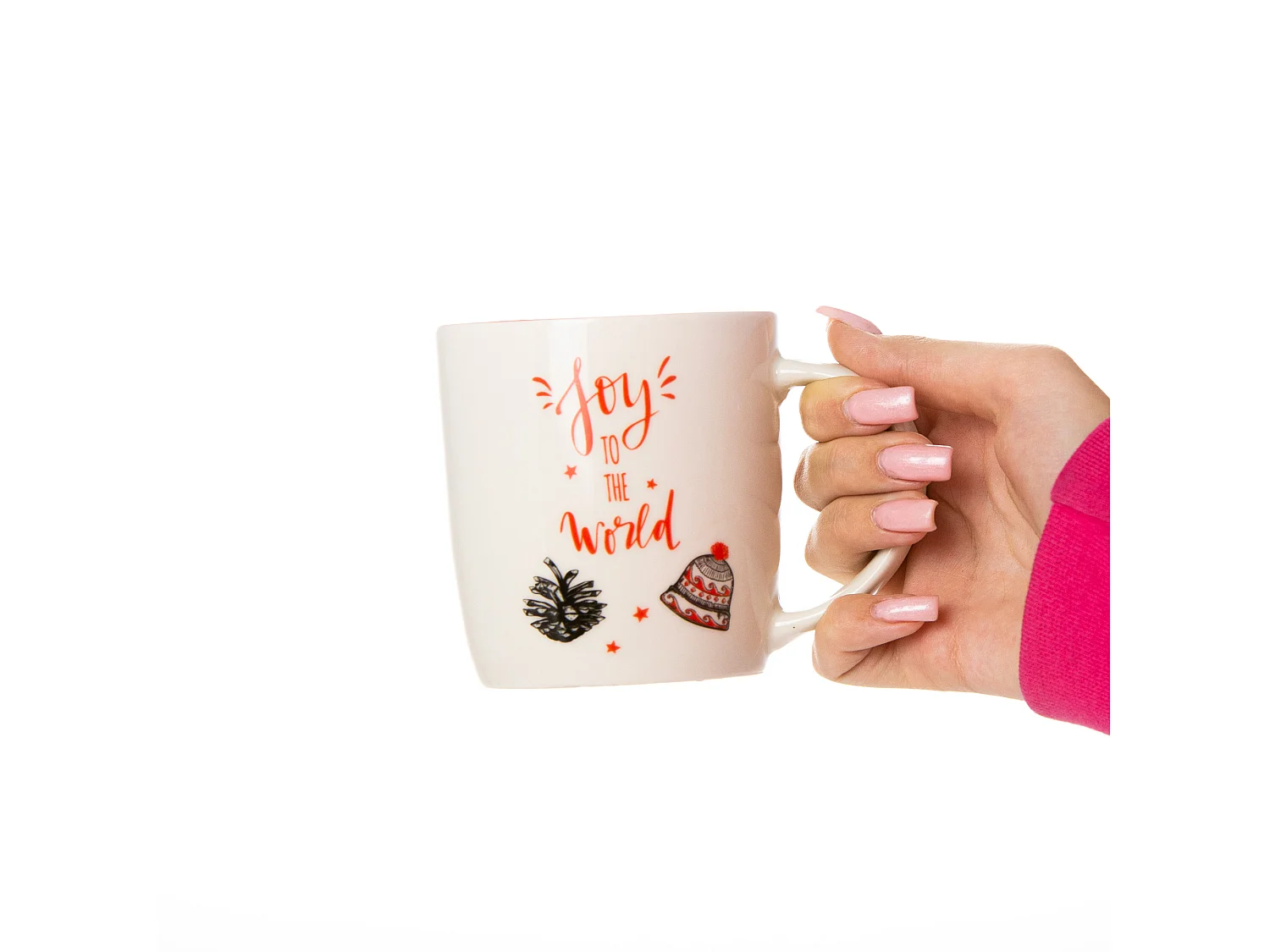 Mug de Noël cadeau en céramique blanc cloche 370 ml 9,5 cm 9 cm