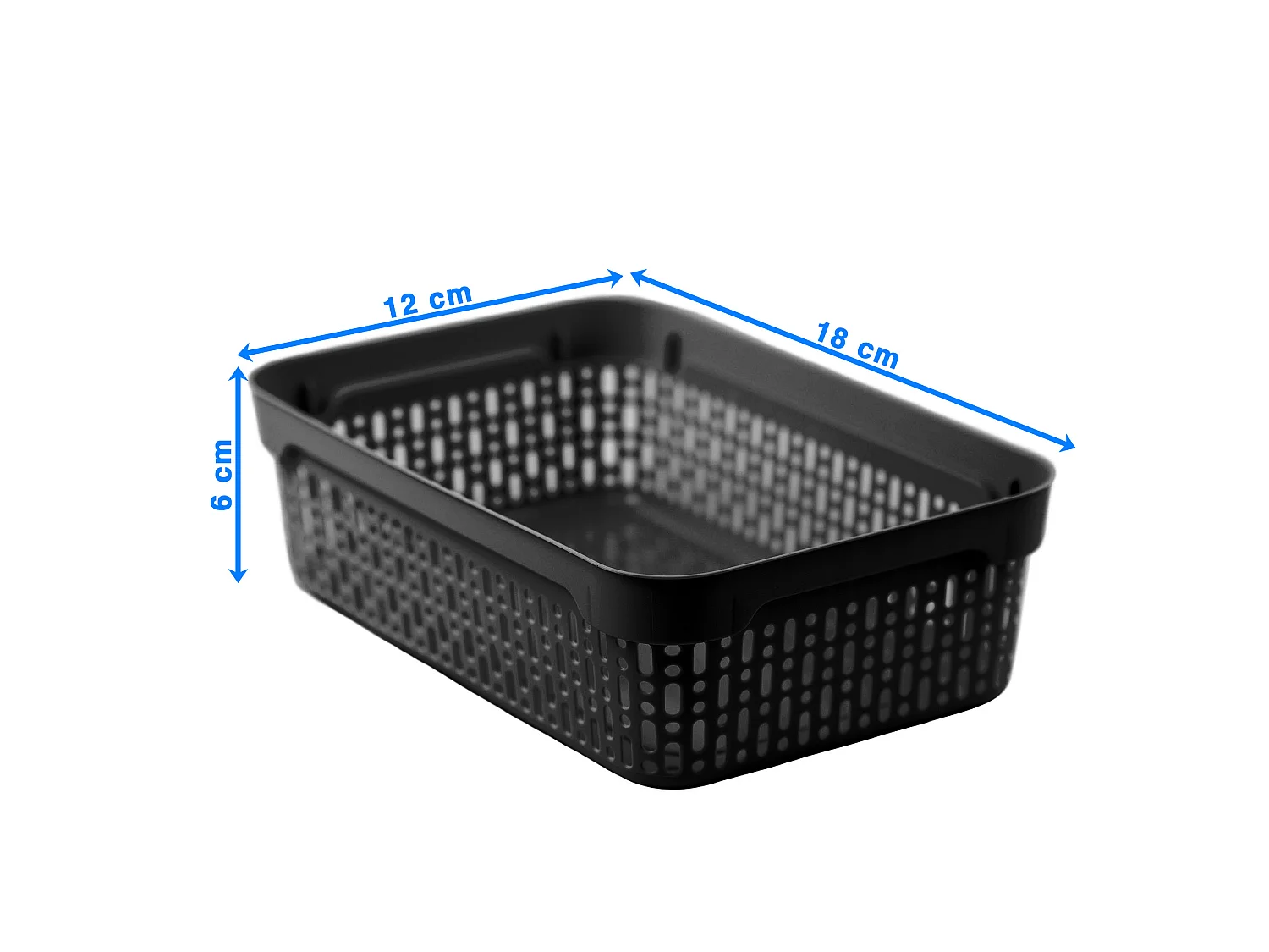 Panier ajouré en plastique pour cosmétiques noir 18x12x6 cm