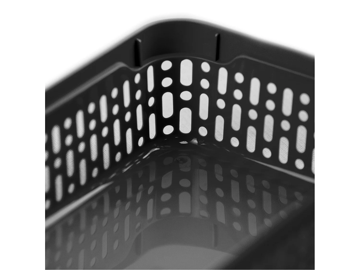 Panier ajouré en plastique pour cosmétiques noir 18x12x6 cm