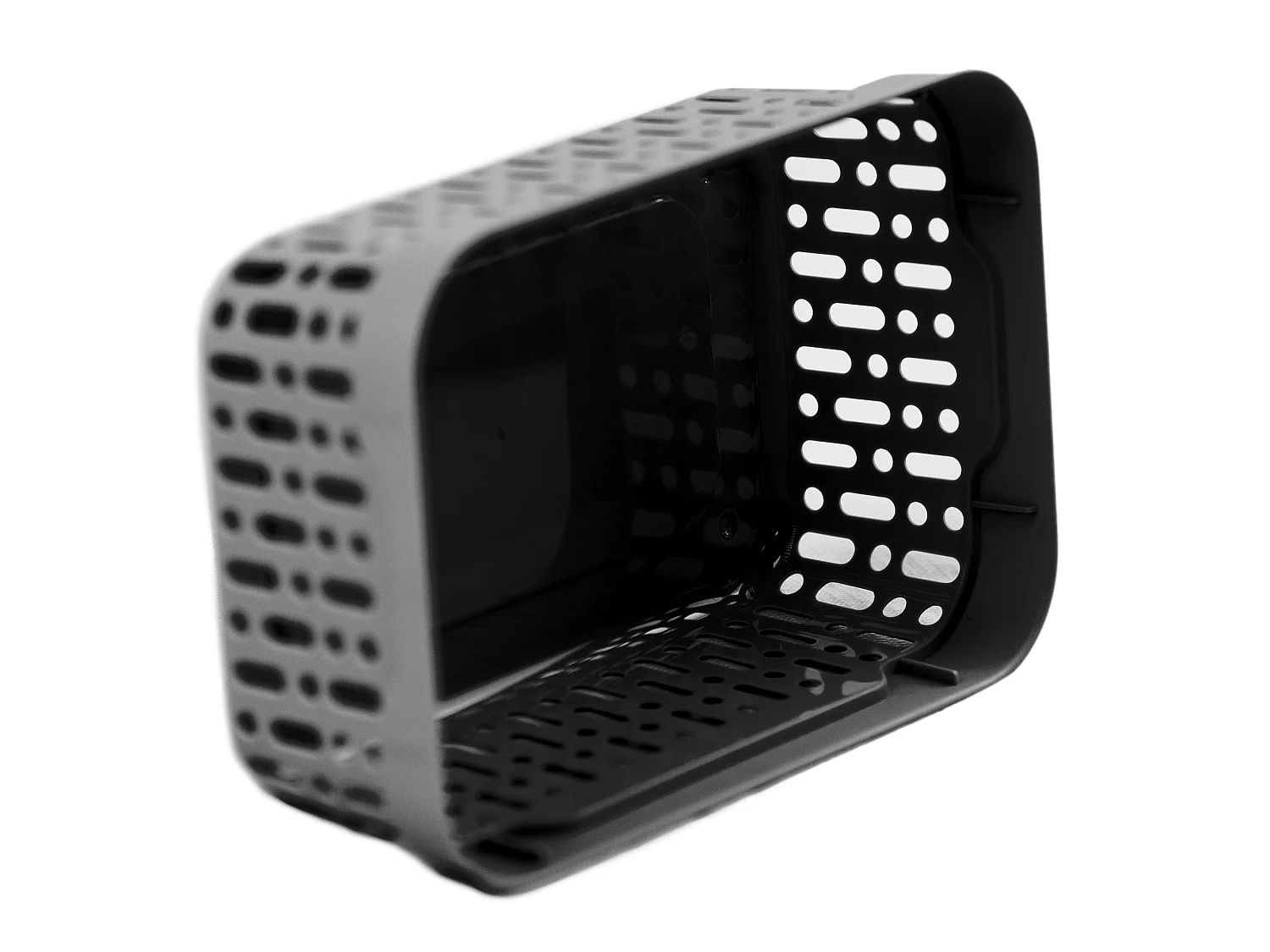 Panier ajouré en plastique pour cosmétiques noir 18x12x6 cm
