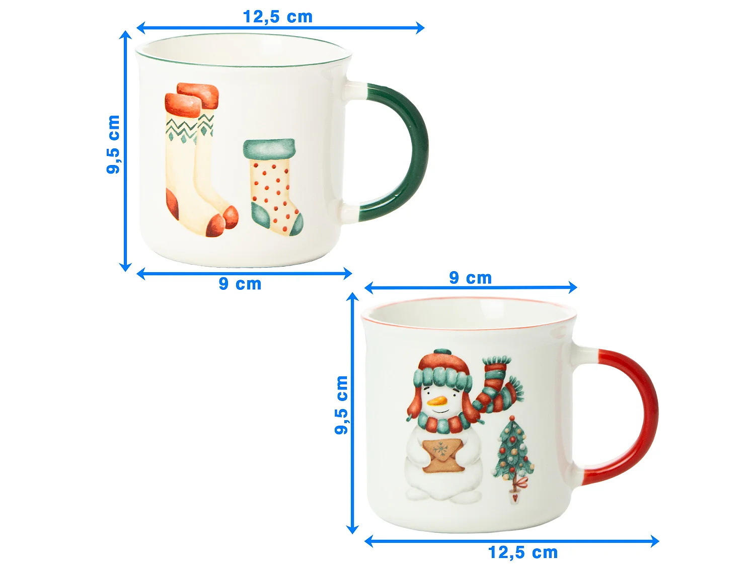 Set 2 tazze natalizie in porcellana New Bone bianco 300 ml 9,5 cm