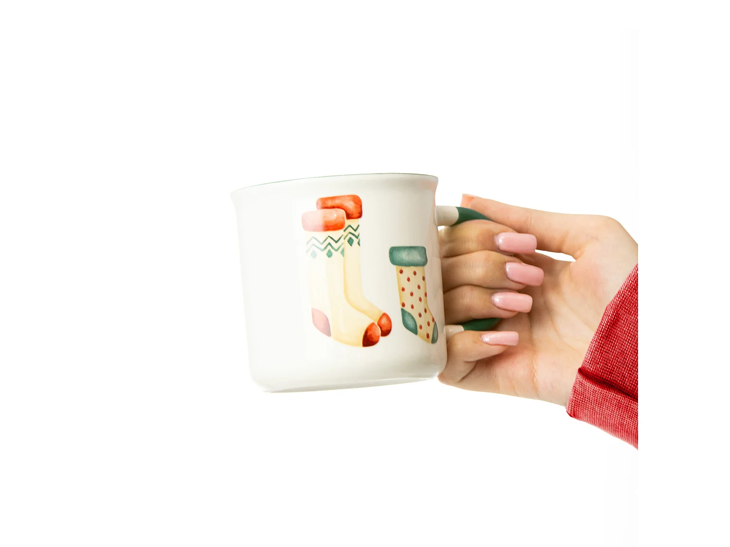 Set 2 tazze natalizie in porcellana New Bone bianco 300 ml 9,5 cm