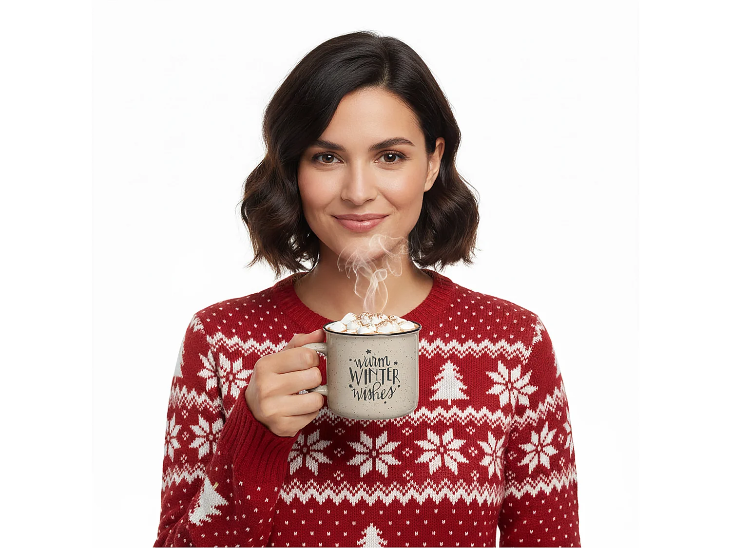Mug de Noël en grès beige 285 ml 9,5x8 cm