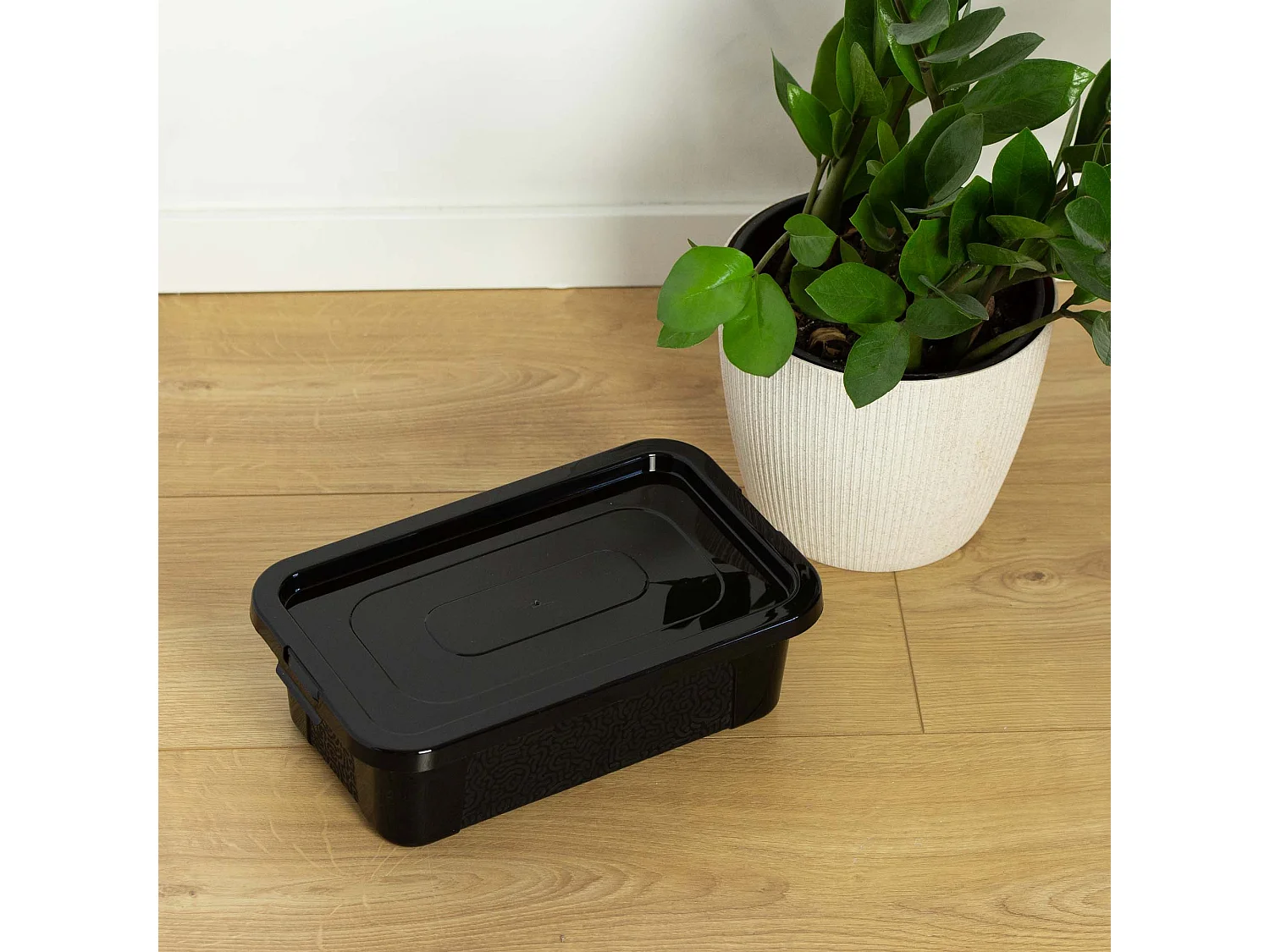 Boîte de rangement en plastique avec couvercle MultiBox, décoratif, noir, 33x20x10 cm