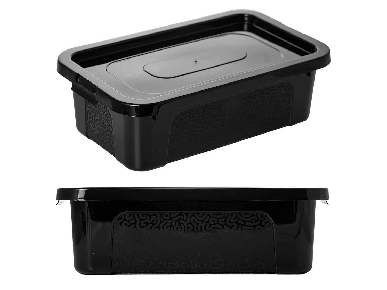 Boîte de rangement en plastique avec couvercle MultiBox, décoratif, noir, 33x20x10 cm