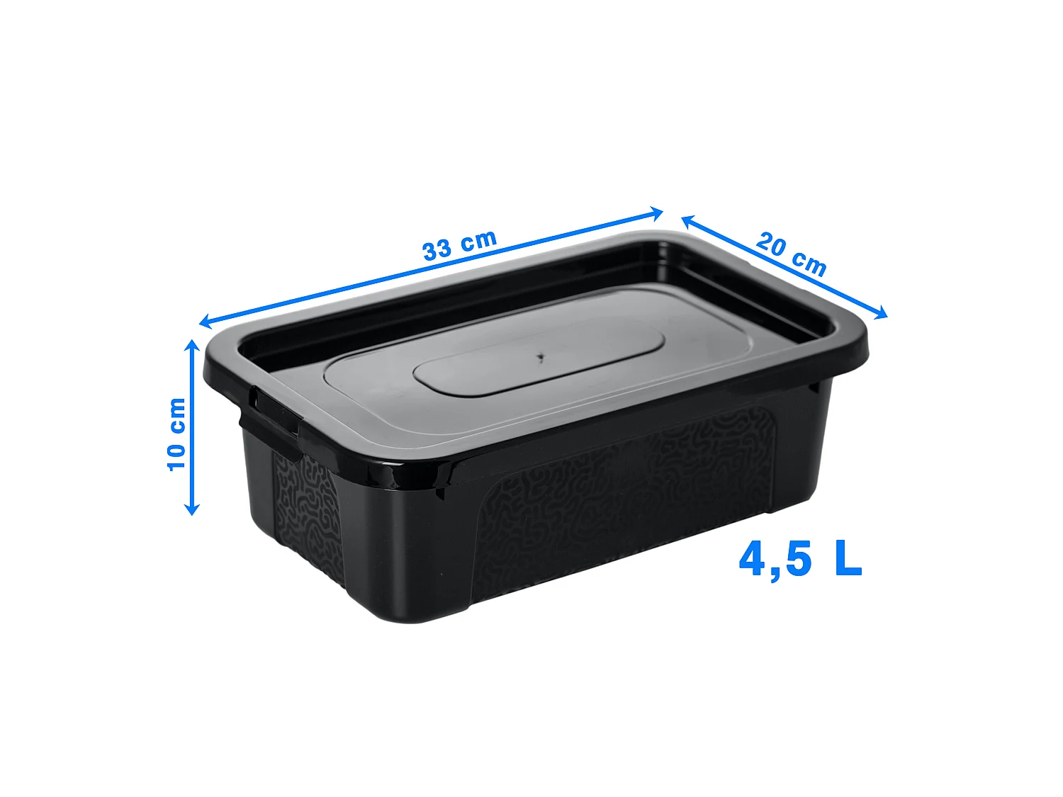 Boîte de rangement en plastique avec couvercle MultiBox, décoratif, noir, 33x20x10 cm