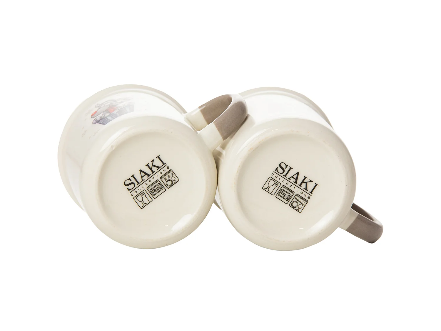 Set di tazze natalizie con Babbo Natale e renna in porcellana bianco grigio 320 ml