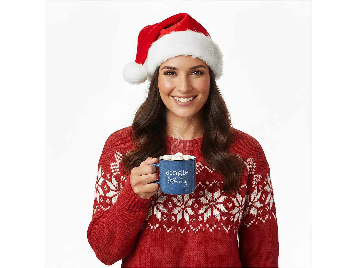 Tasse de Noël en grès bleu 285 ml 9,5x8 cm