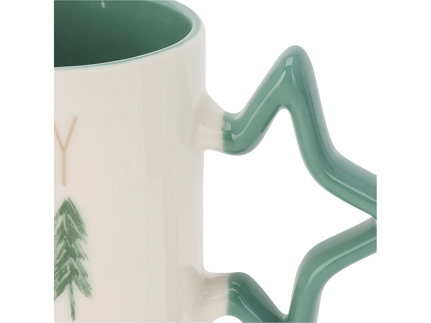 Mug de Noël avec anse en étoile en porcelaine blanche 380 ml 85x100 mm