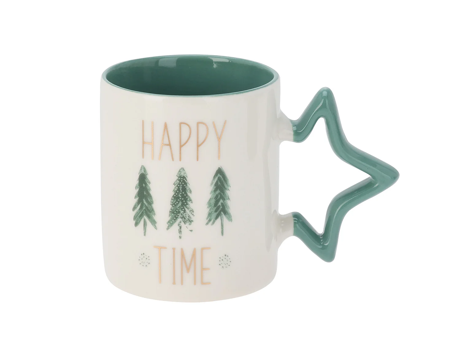 Mug de Noël avec anse en étoile en porcelaine blanche 380 ml 85x100 mm