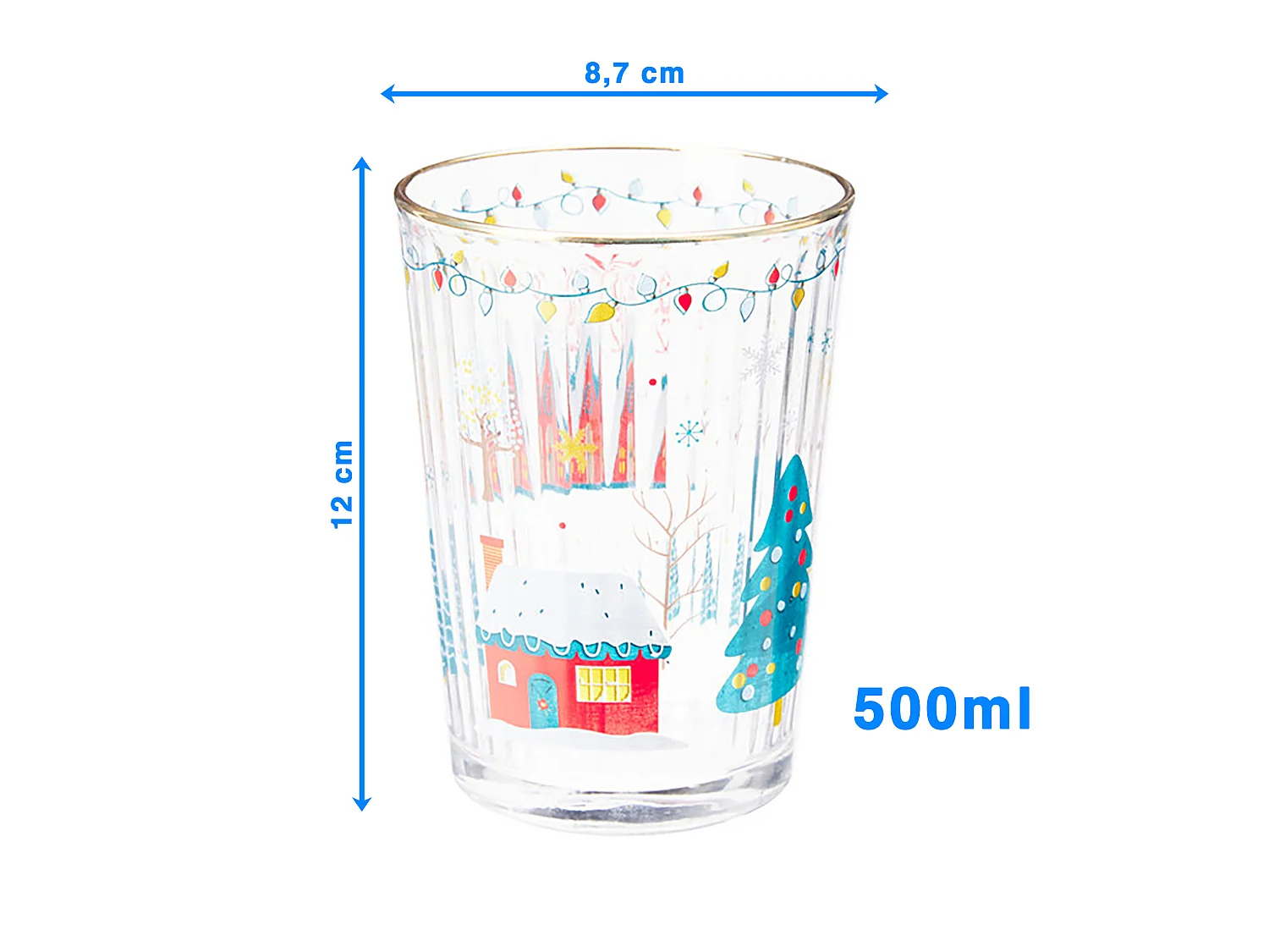 Verre de Noël décoratif en verre doré 500 ml Ø87x120 mm