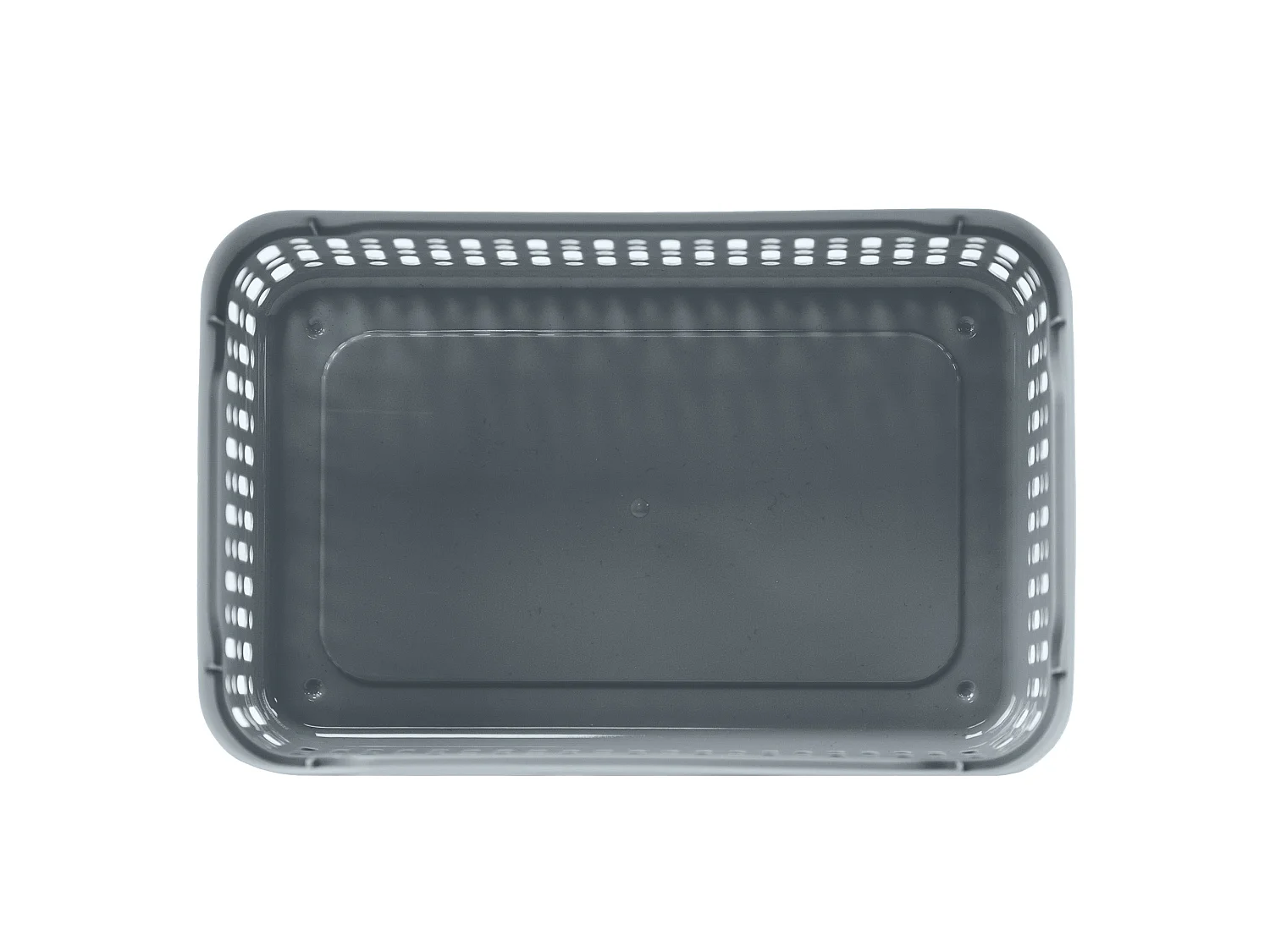 Panier ajouré en plastique pour cosmétiques avec couvercle gris 30x20x9 cm