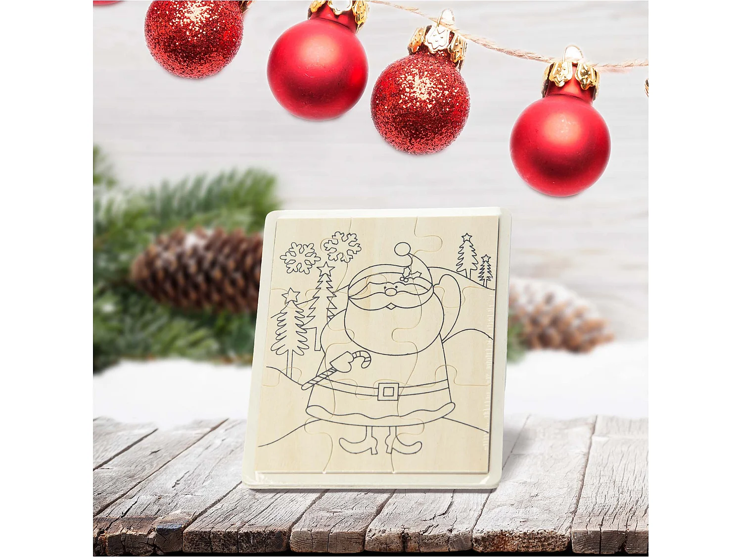 Holz-Malbild Weihnachtsmann für Kinder 15x20 cm naturholz 15x20 cm