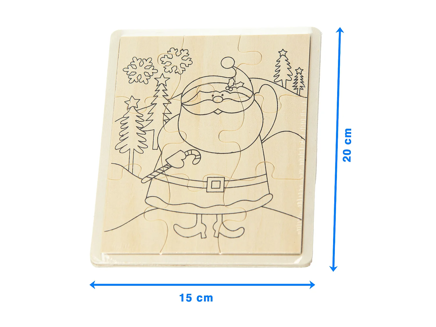 Holz-Malbild Weihnachtsmann für Kinder 15x20 cm naturholz 15x20 cm