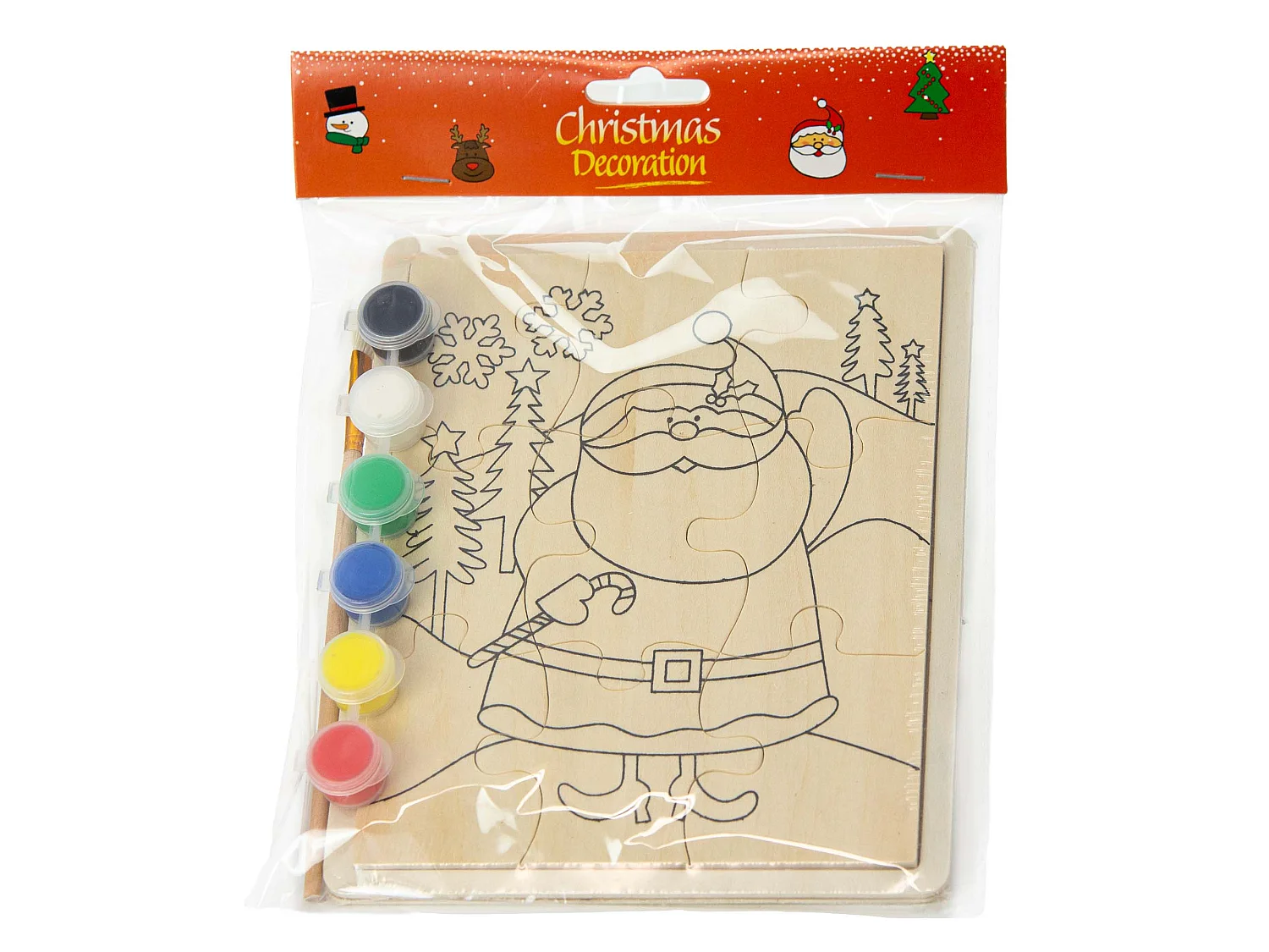 Holz-Malbild Weihnachtsmann für Kinder 15x20 cm naturholz 15x20 cm