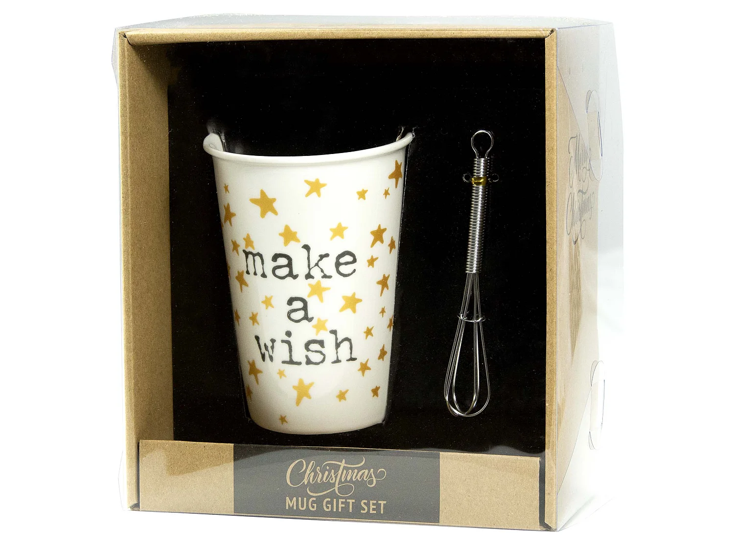 Mug de Noël en porcelaine avec mélangeur cadeau blanc 420 ml 9,1 cm 12,5 cm