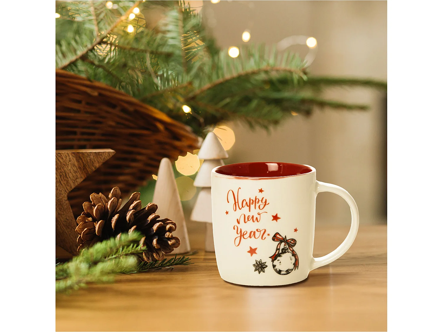 Mug de Noël cadeau en céramique blanc 370 ml 9,5 cm 9 cm