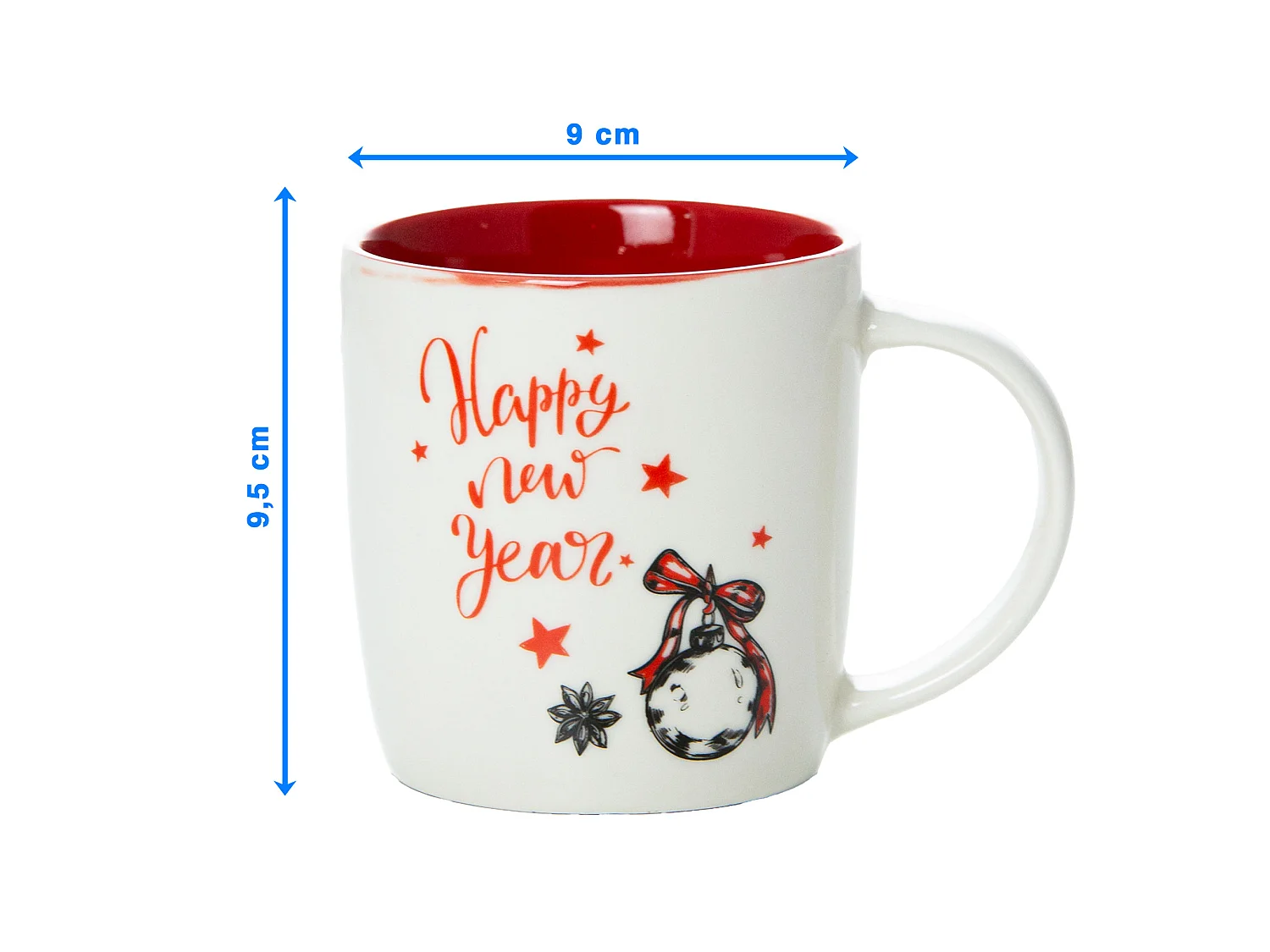 Mug de Noël cadeau en céramique blanc 370 ml 9,5 cm 9 cm
