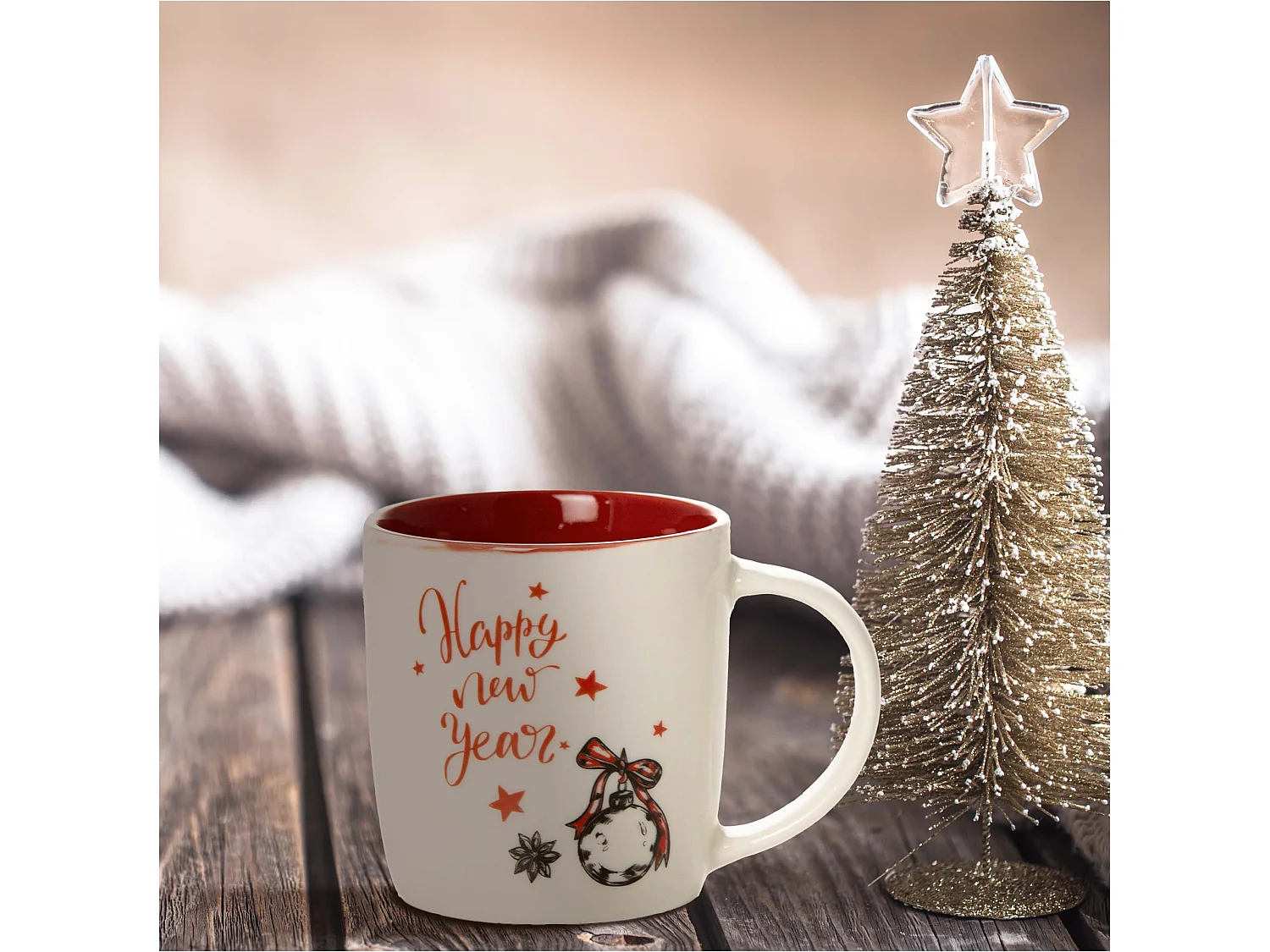 Mug de Noël cadeau en céramique blanc 370 ml 9,5 cm 9 cm