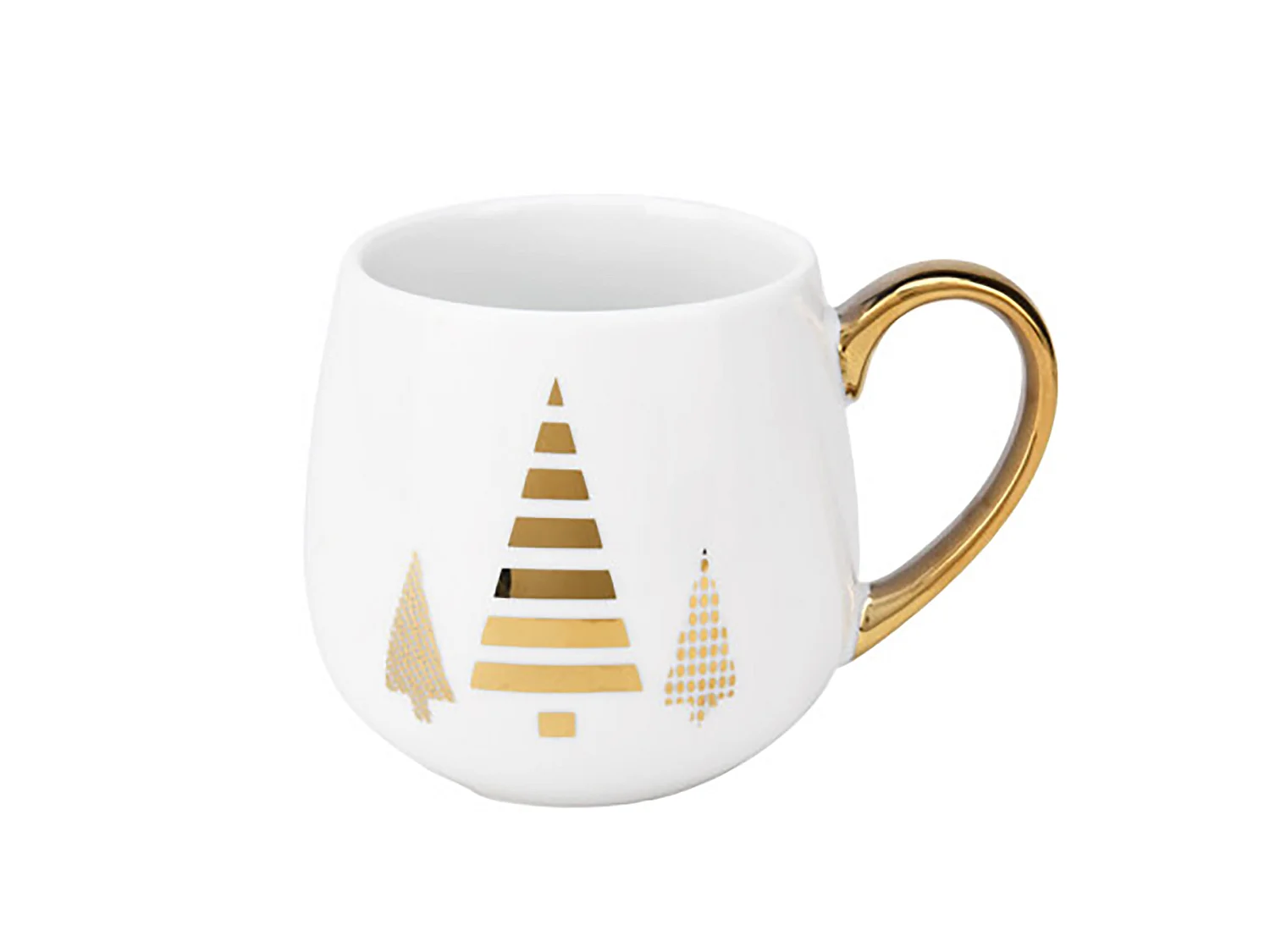 Tazza natalizia in porcellana con manico bianca e oro 375 ml 76x90 mm