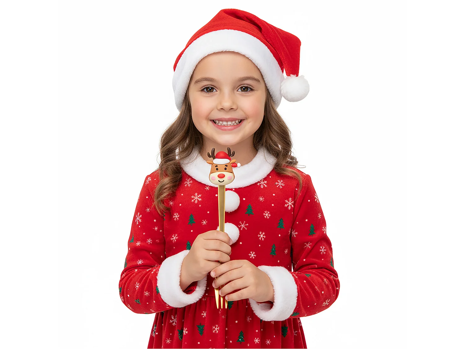 Fourchettes à dessert de Noël en acier inoxydable doré 4 pièces 16 cm