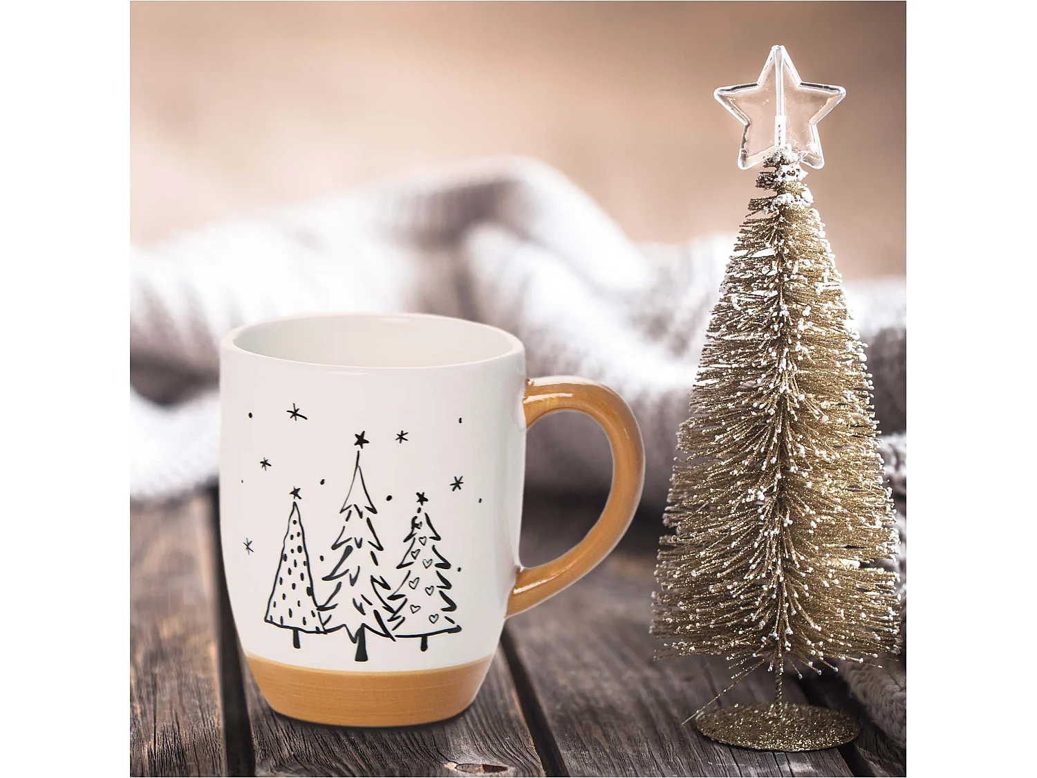 Mug de Noël en céramique blanc 330 ml 10x8,5 cm