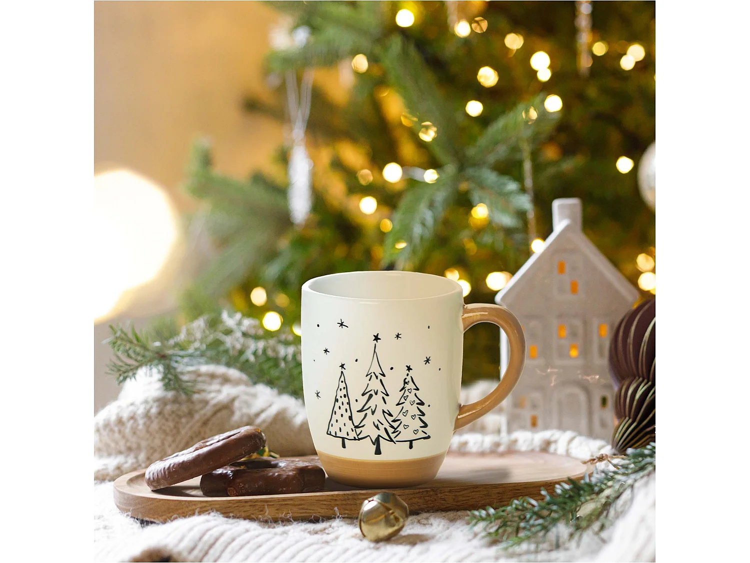 Mug de Noël en céramique blanc 330 ml 10x8,5 cm