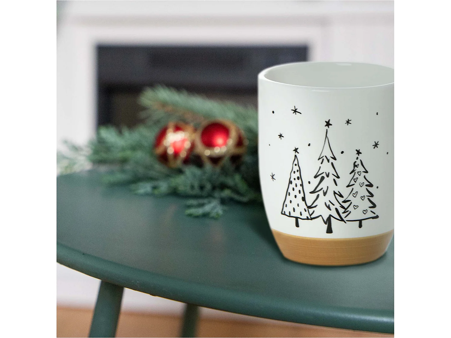 Mug de Noël en céramique blanc 330 ml 10x8,5 cm