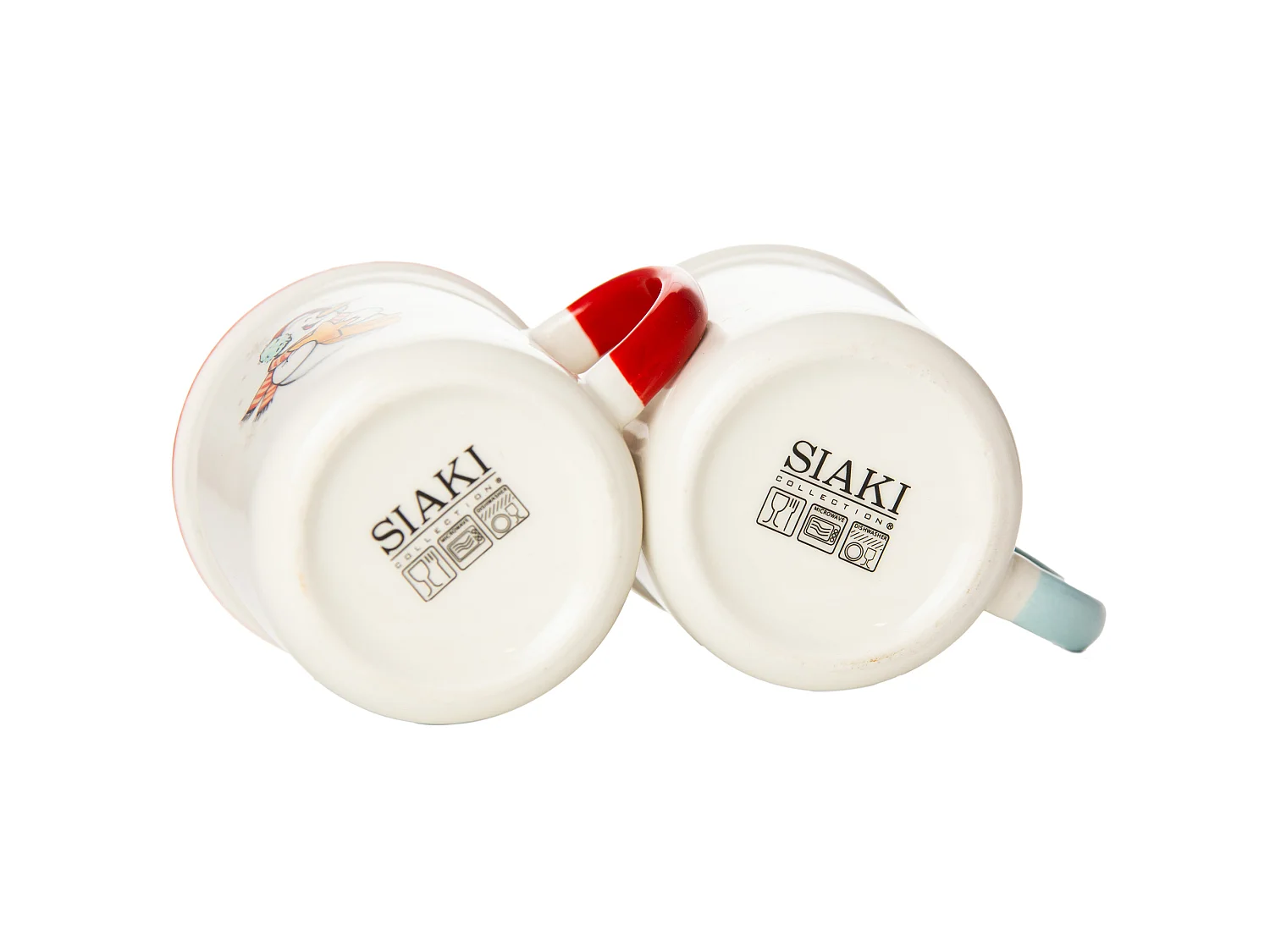 Set 2 tazze natalizie con pupazzo di neve e renna in porcellana bianca 320 ml