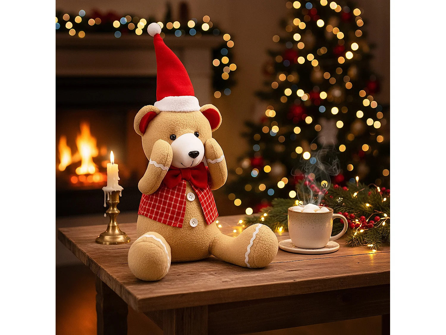 Décoration de Noël lutin en peluche rouge 43x26 cm A-997448