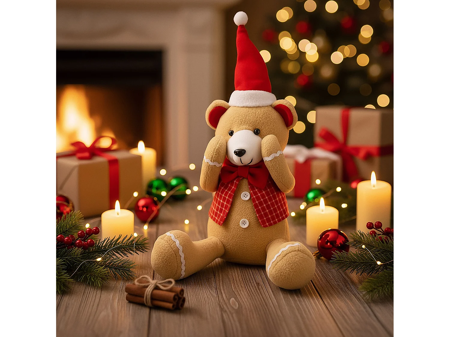 Décoration de Noël lutin en peluche rouge 43x26 cm A-997448