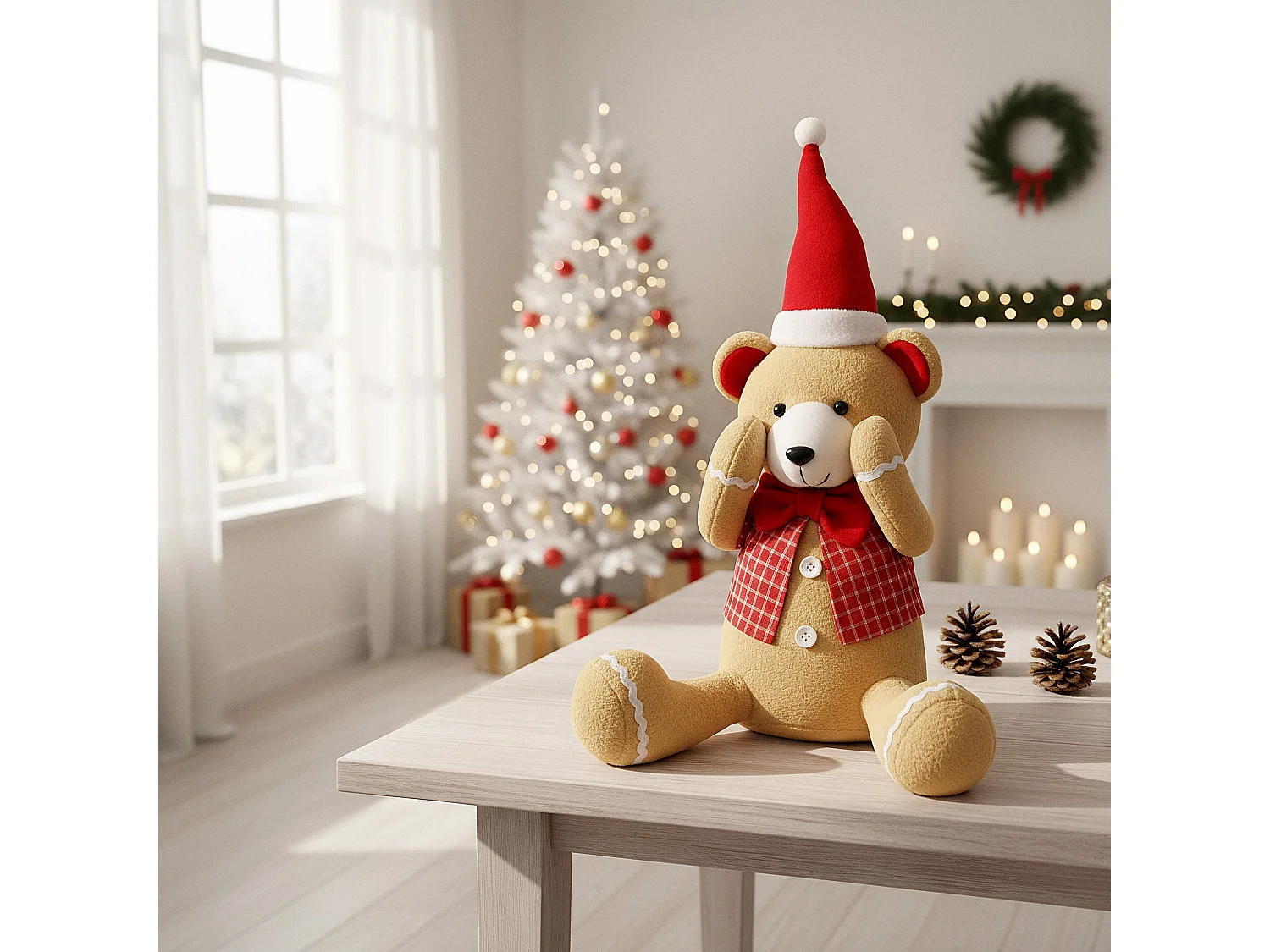 Décoration de Noël lutin en peluche rouge 43x26 cm A-997448