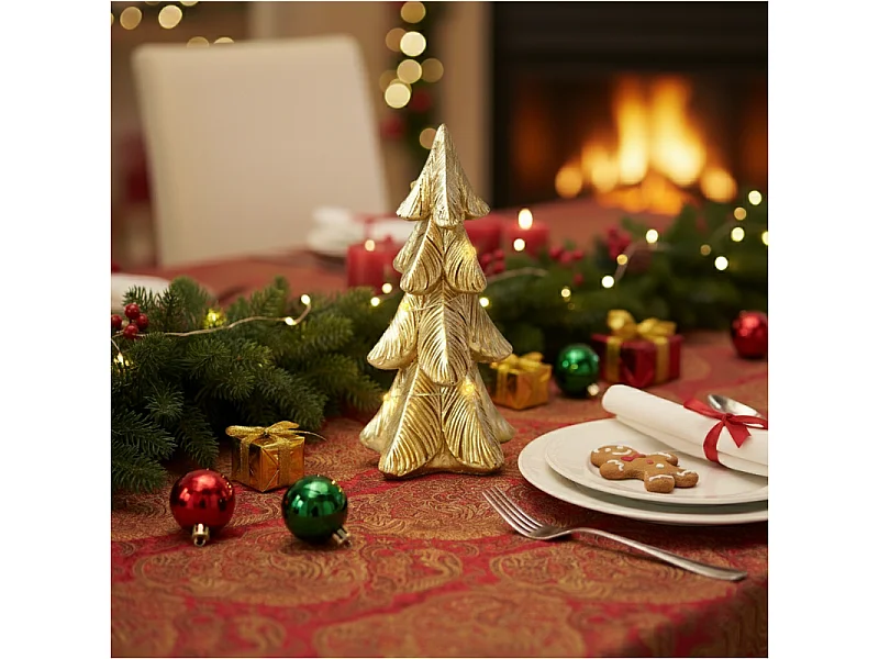 LED-Weihnachtsbaum Dekofigur mit Licht Polystone/Polyethylen metallic 6,7x6,5x15,5 cm