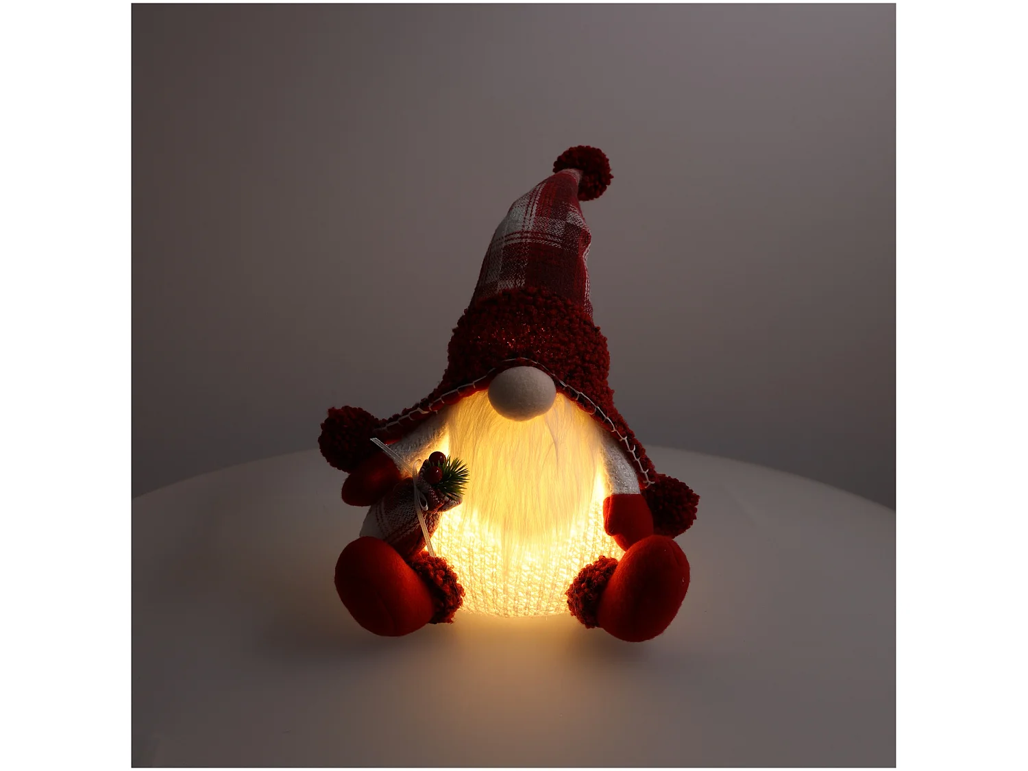 Skrzat de Noël lumineux en tissu blanc 38x15 cm