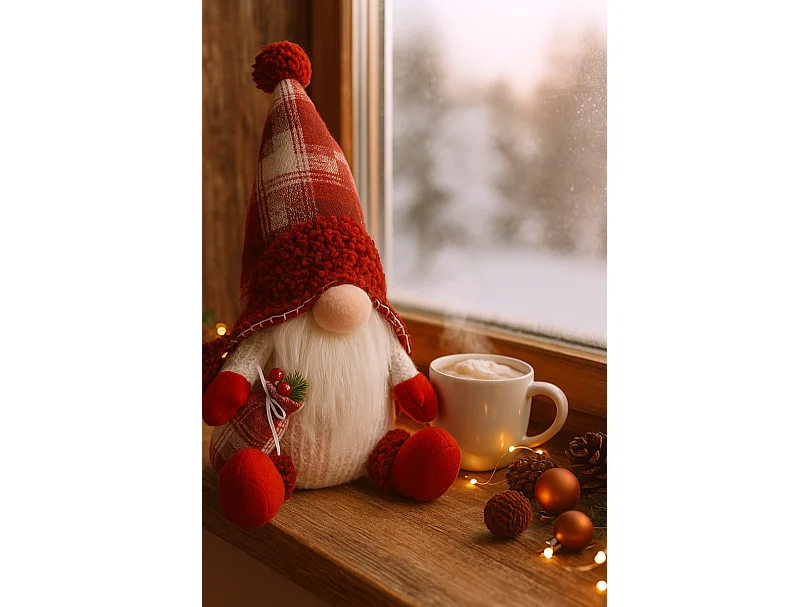 Skrzat de Noël lumineux en tissu blanc 38x15 cm