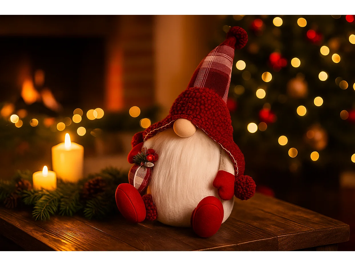 Skrzat de Noël lumineux en tissu blanc 38x15 cm