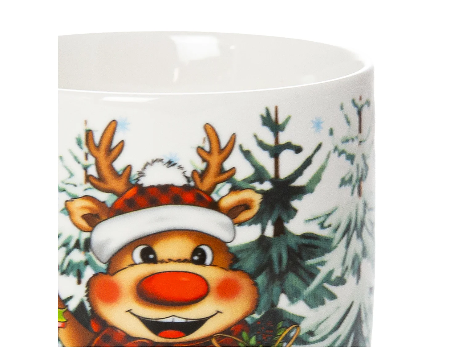 Tazza natalizia regalo in ceramica bianca 370 ml renna 9,5 cm 9 cm