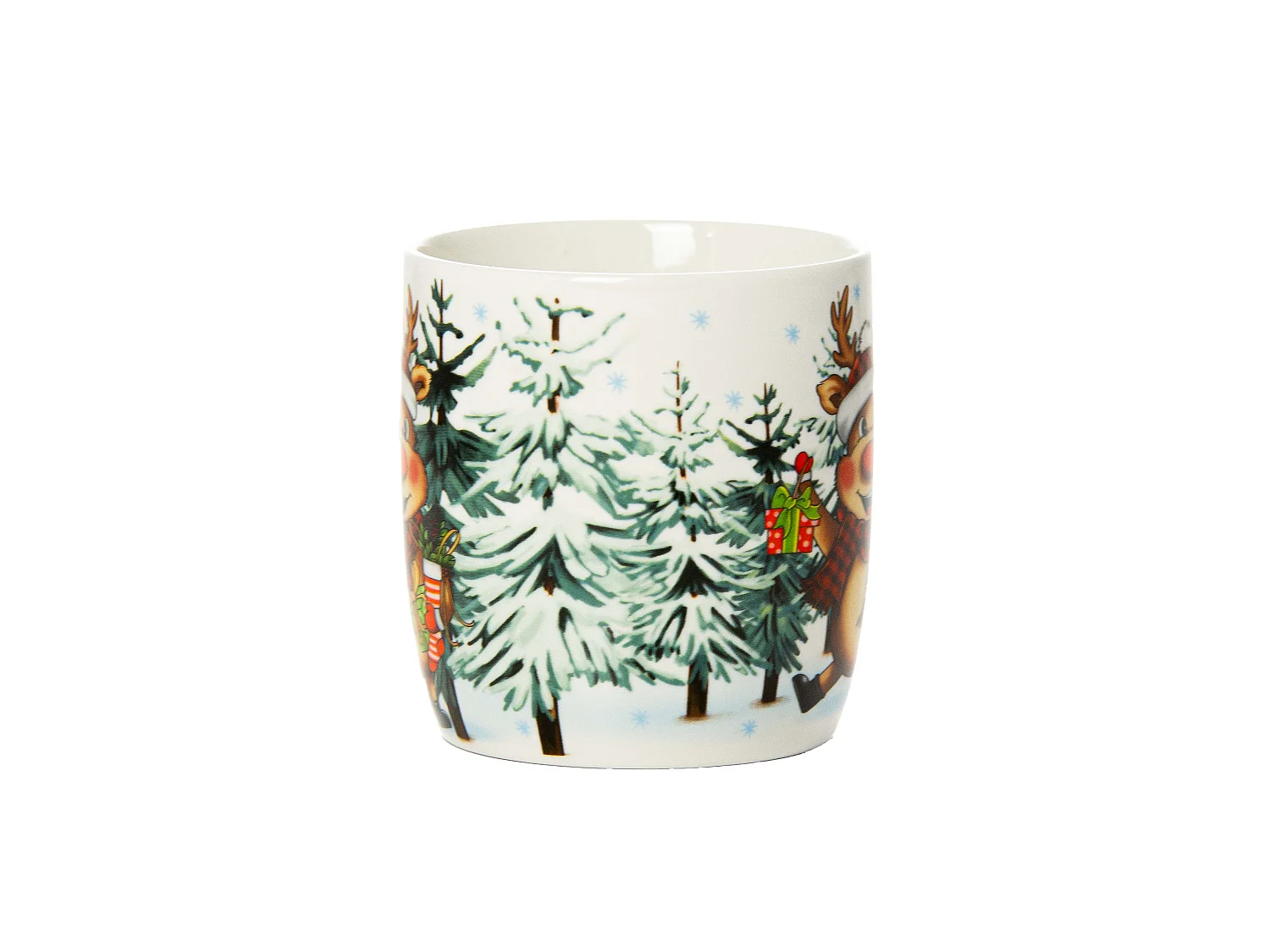 Tazza natalizia regalo in ceramica bianca 370 ml renna 9,5 cm 9 cm