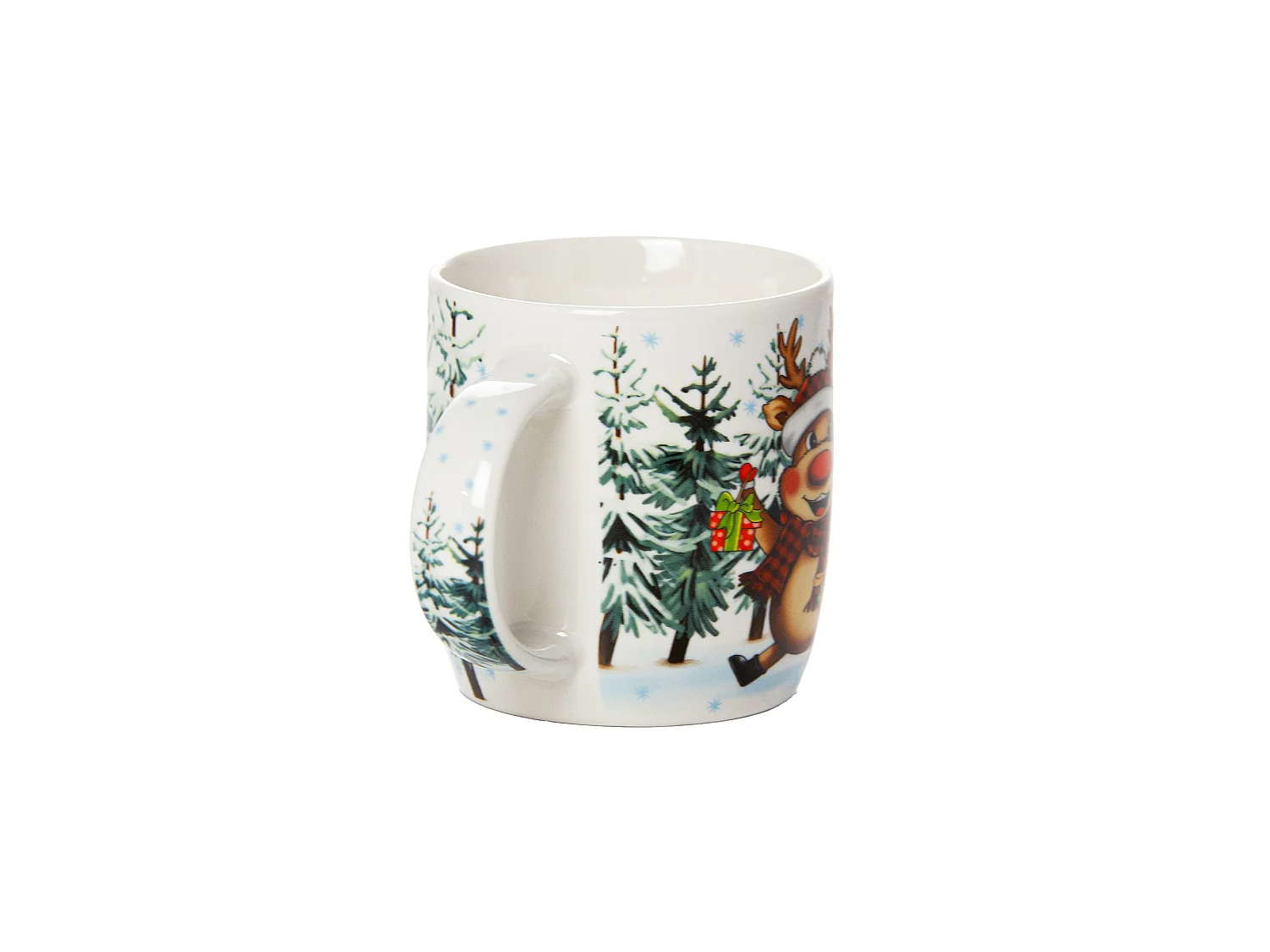 Tazza natalizia regalo in ceramica bianca 370 ml renna 9,5 cm 9 cm
