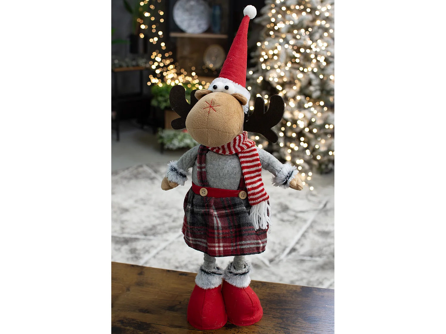 Kerstdecoratie rendier vilt grijs 45-60 cm, 19 cm