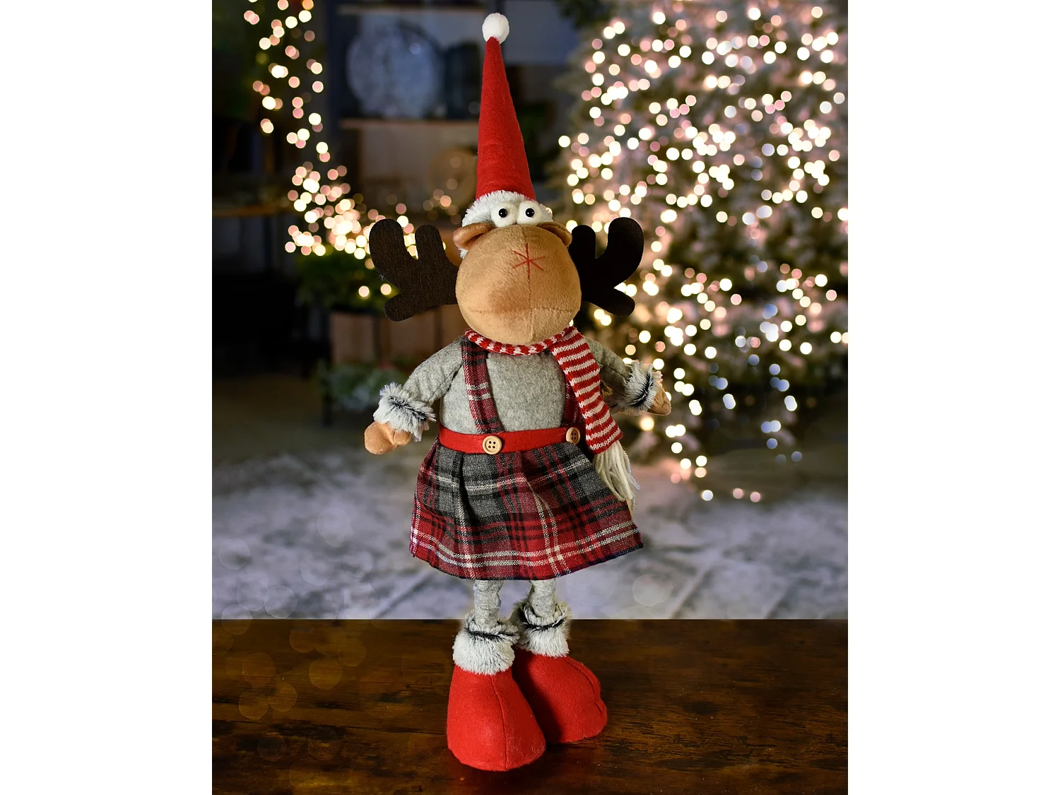 Kerstdecoratie rendier vilt grijs 45-60 cm, 19 cm