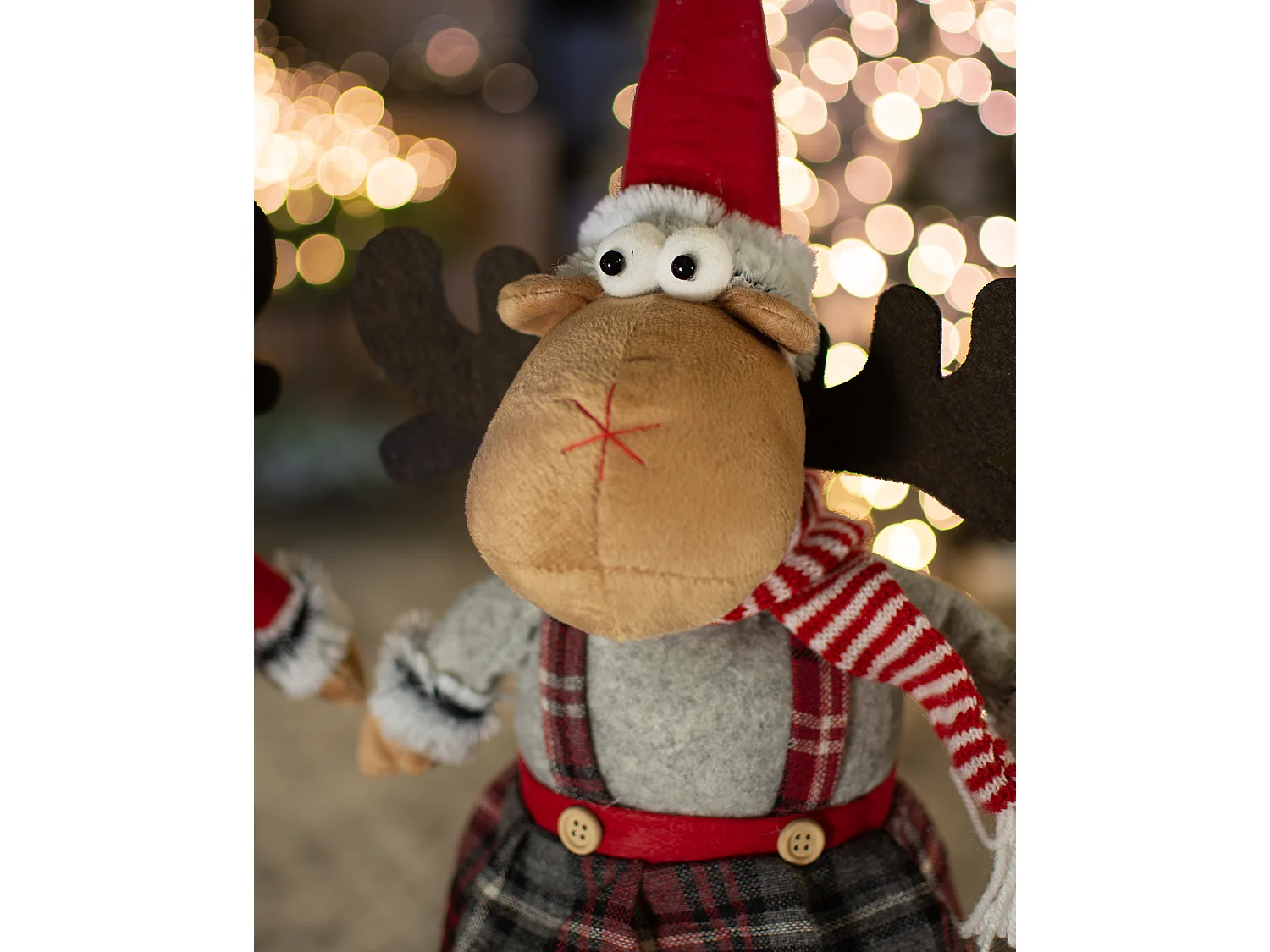 Kerstdecoratie rendier vilt grijs 45-60 cm, 19 cm
