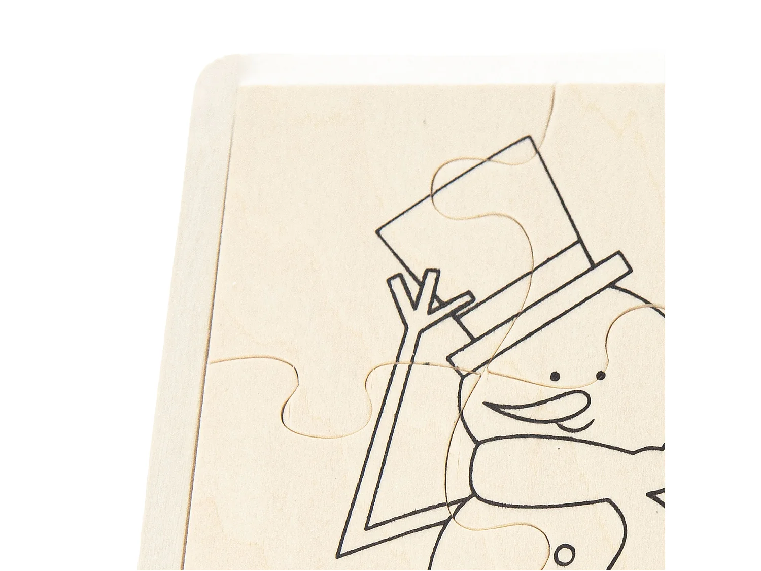 Houten kleurplaat om te schilderen kerst sneeuwpop voor kinderen 15x20 cm