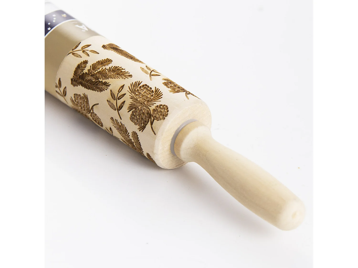 Mattarello decorativo per biscotti con motivo natalizio in legno marrone 36 cm
