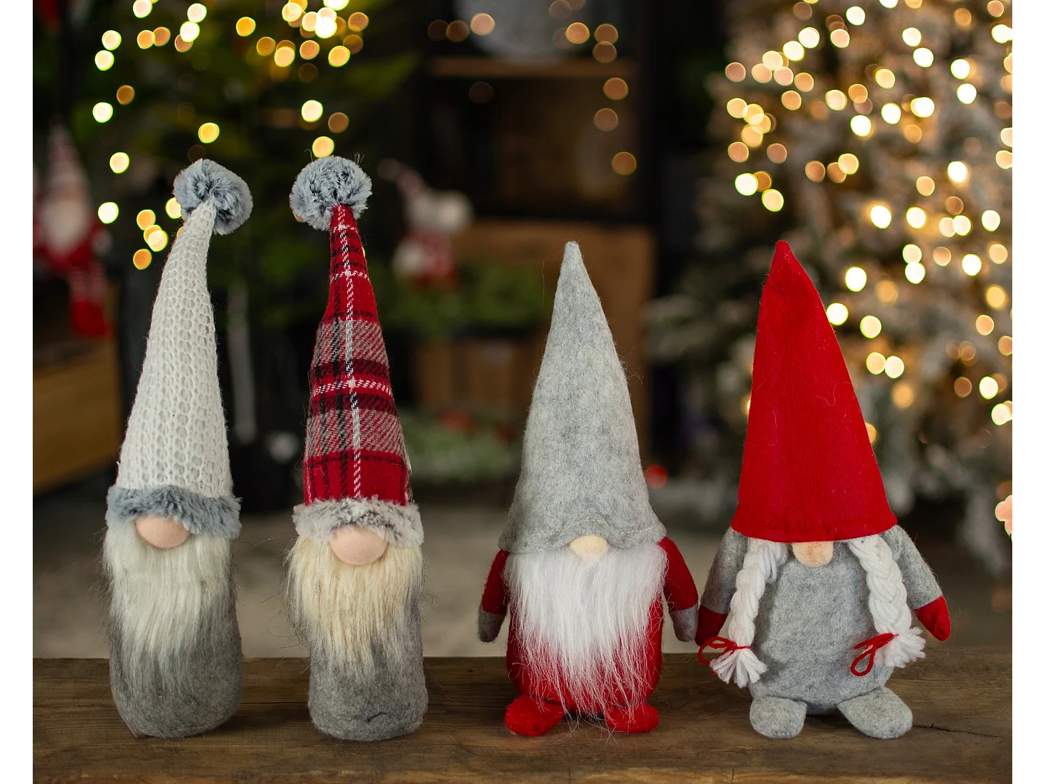 Kerstkabouter decoratief pluche rood 31x7 cm