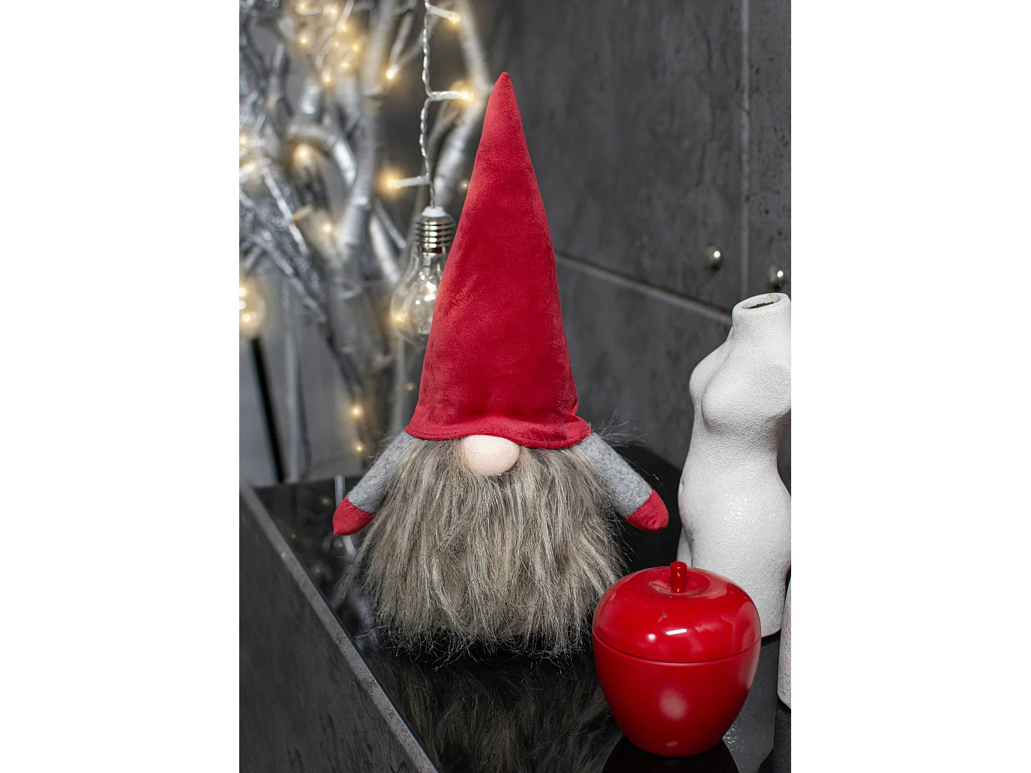 Kerstkabouter decoratief textiel rood 30x10 cm