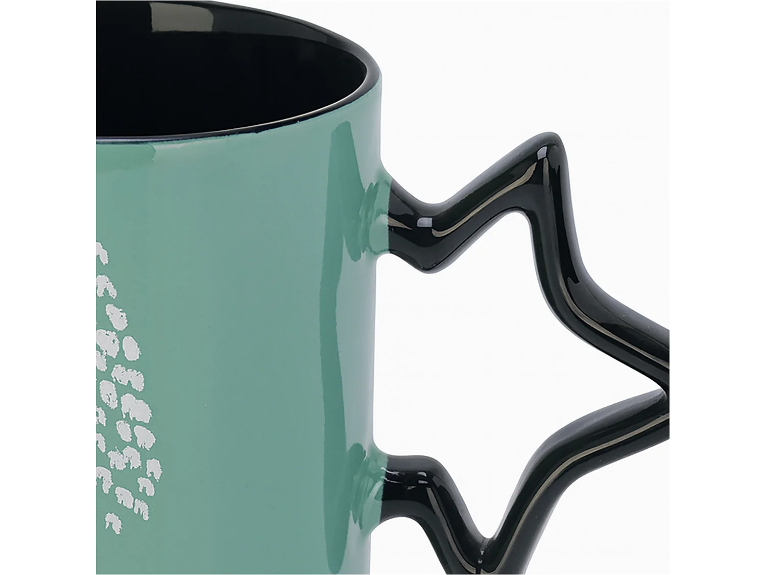 Mug de Noël avec anse en étoile en porcelaine blanche 380 ml 85x100 mm